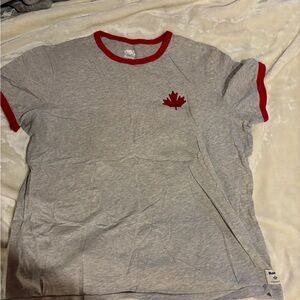 Gray T-Shirt with Red Accents